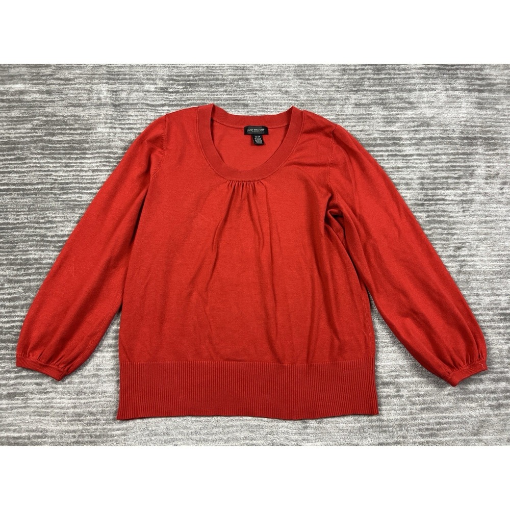 Lane Bryant Sweater Womens 26/28 Orange Long‎ Sleeve Cotton Blend